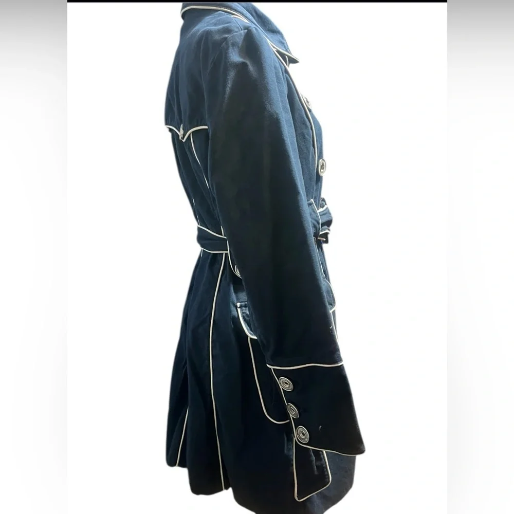Laundry by Design Navy Trench Coat with Lime Accents